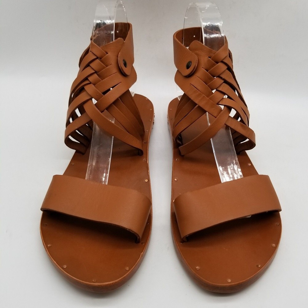 Beek Brown Leather Gladiator Sandals - Picture 4 of 9